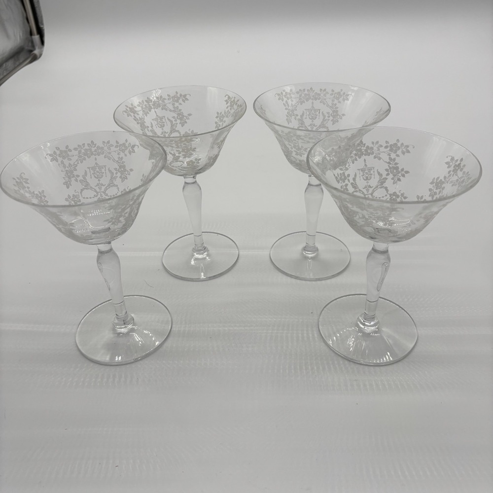Cambridge Glass Rose Point Clear Champagne/Tall Sherbert - Set of 4